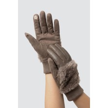 Robanu Kahverengi Dokunmatik Kürklü Kadın Eldiven