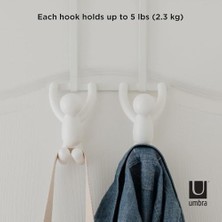 Aydenstore 1004260-660 Çift Kancalı Buddy Kapı Portmantosu, Plastik, Beyaz, 21,6 x 30,5 x 10,8 cm