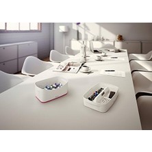 Aydenstore 52571023 A5 Mybox Masaüstü Saklama Kutusu, Parlak Görünüm, Plastik, Beyaz/metalik Pembe