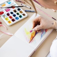 Aydenstore 21X15 cm Sert Kapak 80 Yaprak 140 Gr. Eskiz Defteri - Book - Pembe