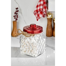 Cooker Nostalji 20 cm 2,5 Litre Kırmızı Vakum Kapaklı Cam Kavanoz 1 Adet CKR3812