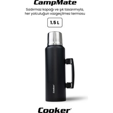 Cooker 1.5 Litre Paslanmaz Çelik Termos CKR2085 Çift Katmanlı Yapı ile Sıcak Tutma Süresi 24 Saat