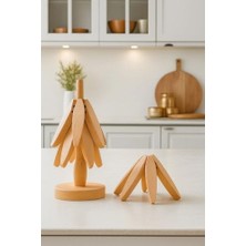 Aydenstore Standlı 4’lü Bambu Seti – Açılıp Kapanabilir Çaydanlık ve Tencere Altlığı, Isı Yalıtımlı Doğal Bambu Çaydanlık Nihalesi, Mutfak Tezgah Koruyucu