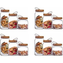 Aydenstore Bambu Kapaklı Kavanoz 12 Parça Çeyiz Seti