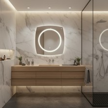 Aypars Atölye Modern LED Işıklı Kare Ayna – Dekoratif Duvar Aynası