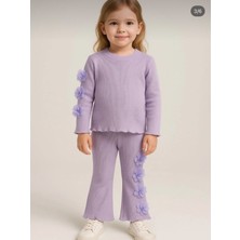 Kolları Çiçekli Kız Çocuk Rahat Kaşkorse Kumaş Takım