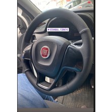 Direksiyon Kılıfı Fiat Doblo (2015-2022 Tam Uyumlu Klasik Siyah Deri Detay deri direksiyon