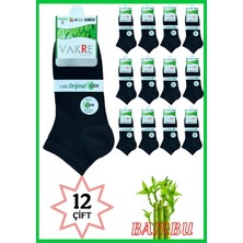 Vakre Plus Erkek Bambu Patik Kokulu Dikişsiz Siyah Çorap 40-44