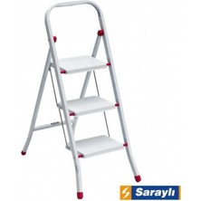 Saraylı Pratik Metal Merdiven Beyaz 3 Basamaklı