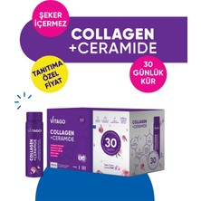 Vitago Kolajen Tip 1-3, Seramid, Vitamin ve Mineral Içeren Sıvı Takviye Edici Gıda 30X25 ml Shots