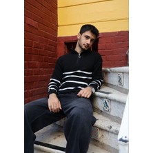 Merinsmoda Urban Strıpe Yarım Fermuarlı Kazak Premıum