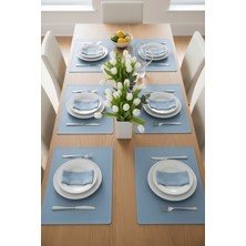 RAVZADERİ Ravzaderi 6 Kişilik 12 Parça Dikdörtgen Siyah Deri Amerikan Servis Supla Placemats