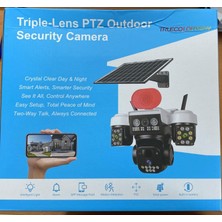 O-Kam 8095 3 Lens Siren + Çakar + Hoparlör Wifi Solar Güneş Panelli Kamera