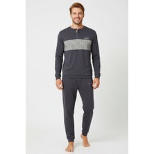 Bonbon Erkek Pamuklu Füme Renk Pijama Takımı AL002 V2