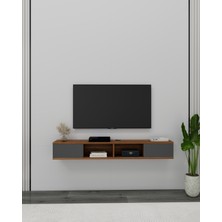 Arnetti Mayer Duvara Monte Raflı Tv Sehpası, Ceviz Antrasit - Mayer