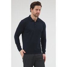 Hateko Erkek Lacivert %50 Yün Polo Yaka Triko