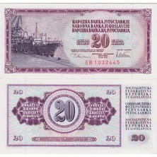 Banknoting Yugoslavya 20 Dinar 1978 Tito Dönemi. Gemi Temalı. Çil.
