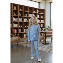 Tek Tarafı Güllü Çiçekli Rahat Kız Çocuk Kaşkorse Takım Tayt