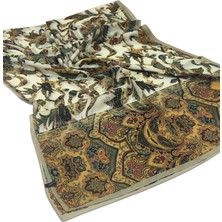 Hermes Vual Ipek Şal Etnik  Desen Taş Yeşil Bordo