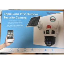 O-Kam 7050 3 Lens Siren + Mikrofon + Hoparlör 10X Optic Wifi Solar Güneş Panelli Kamera