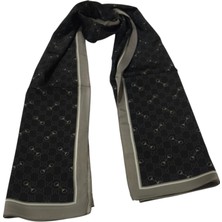 Gucci Vual Ipek Şal G Desen Gri Siyah
