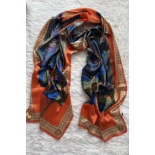 Hermes Vual Ipek Şal Etnik Desen  Turuncu