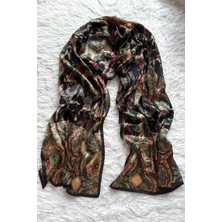 Hermes Vual Ipek Şal Etnik  Desen Siyah