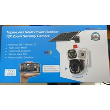 O-Kam 8060 3 Lens Siren + Mikrofon + Hoparlör Wifi Solar Güneş Panelli Kamera