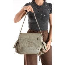 Duomino Bej Krinkıl Suya Dayanıklı Klinkır Çok Cepli Çapraz Çanta / Omuz Çantası / Postacı Çanta