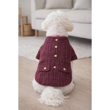 Hepsipatili Bordo Tüvit Küçük Irk Köpek Ceketi