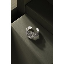 Çiçek Desenli Ayarlanabilir Gümüş Yüzük 16