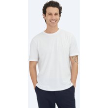 Kip Unisex Beyaz Düz Bisiklet Yaka %100 Pamuk T-Shirt