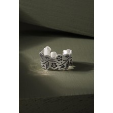 Çiçekli Sarmaşık Model Ayarlanabilir Gümüş Yüzük 16