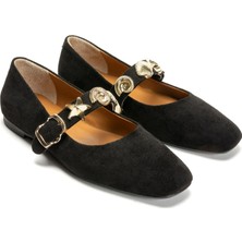 Emienza Neptune(Dora) Süet Altın Toka Detaylı Bayan Babet