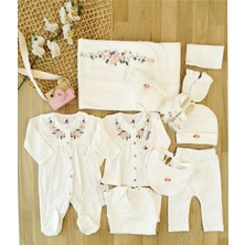 Kız Bebek Natural Kanaviçe Ekru Hastane Çıkışı Sitilin Kutulu Bebek Hediye Seti. STL11007