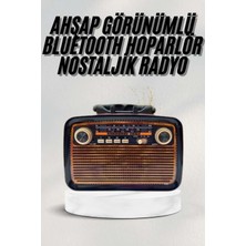 Dinç Store 44 Bluetooth Hoparlör Ahşap Renk Vintage Işıklı Nostaljik Radyo Fm Ahşap Görünümlü Dinç Stor