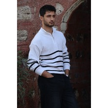 Merinsmoda Urban Strıpe Yarım Fermuarlı Kazak Premıum