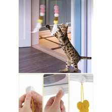 PatiCool Vantuzlu Asılabilir Kedi Oyuncağı – Renkli Toplu, Tüylü, Zilli & Eğlenceli Kedi Oyuncağı (1) Adet