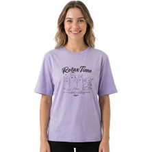 Time Tavşan Enfield&co Kadın T-Shirt Relax Lila