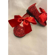 Gala Stil Gala Üstü Fiyonklu Simli Kız Çocuk Babet