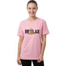 Ayıcık  Baskı Enfield&co Kadın T-Shirt Relax Pembe
