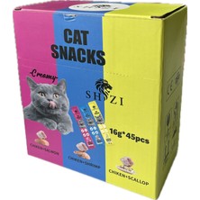 Shızı Tavuklu & Deniz Taraklı - Tavuklu & Karisesli - Tavuklu & Somonlu Sıvı Kedi Ödül Maması 16 G x 45 Adet