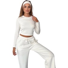 Kechi Woman Oysho Kumaş Serpme Taşlı Beyaz Renk Takım