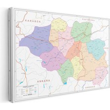 Tablofest Yatay Kanvas Tablo Çankırı Bölgesel Alan Harita Tablosu Ev Ofis Duvar Dekoru