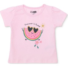 Hellobaby Hellobaby Kız Bebek Tshirt Meyve Baskılı Bisiklet Yaka Kısa Kol