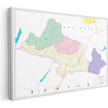 Tablofest Yatay Kanvas Tablo Kilis Ilçe Detaylı Harita Tablosu Ev Ofis Duvar Dekoru