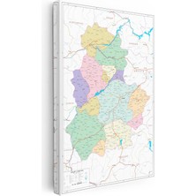 Tablofest Dikey Kanvas Tablo Çorum Mülki Idare Sınırları Harita Tablosu Ev Ofis Duvar Dekoru