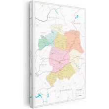 Tablofest Dikey Kanvas Tablo Bingöl Detaylı Il Haritası Harita Tablosu Ev Ofis Duvar Dekoru