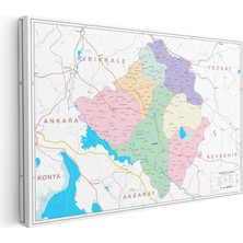 Tablofest Yatay Kanvas Tablo Kırşehir Yerleşim Planı Harita Tablosu Ev Ofis Duvar Dekoru