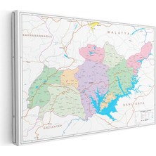 Tablofest Yatay Kanvas Tablo Adıyaman Detaylı Ilçe Haritası Harita Tablosu Ev Ofis Duvar Dekoru